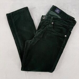 AG Adriano Goldschmied The Stevie Slim Straight Corduroy Green Size 29R USA